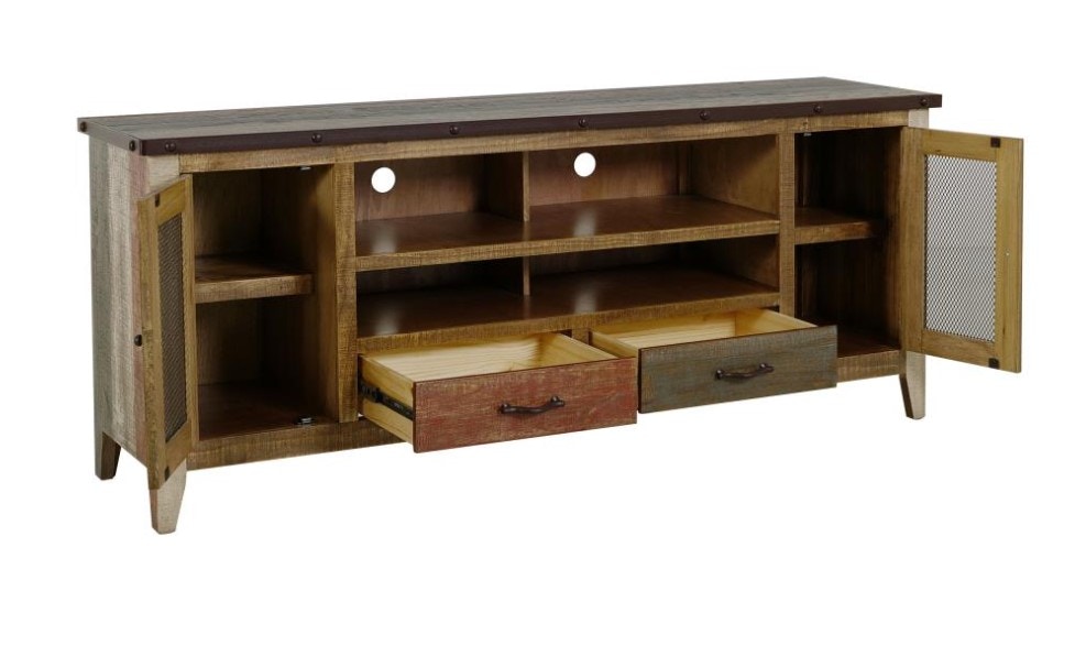 Antique collection with soft multi-color finish tv stand by